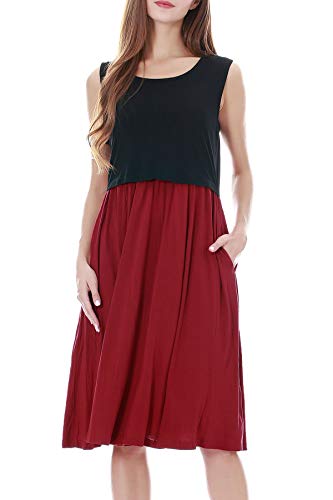 Smallshow Women's Sleeveless Nursing Dresses - color: Black-wine, size: X-Large