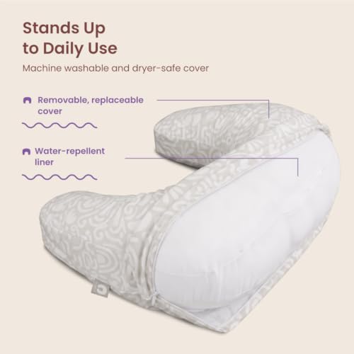 Boppy Nursing Pillow, Safe Ergonomic Breastfeeding & Baby Feeding Support - color: Cream Retro Squiggles