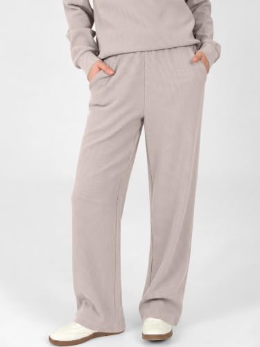 ANRABESS Womens Lounge Sets Waffle Fall 2 Piece Travel Outfits - color: Grey Taupe, size: X-Large