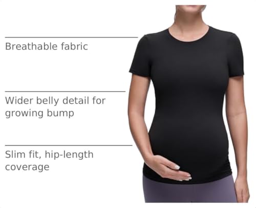 CRZ YOGA Maternity Crewneck T-Shirt - color: Black, size: Medium