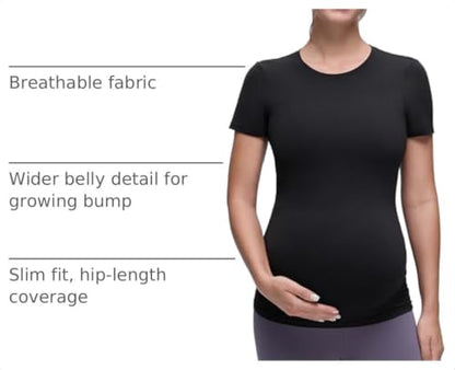 CRZ YOGA Maternity Crewneck T-Shirt - color: Black, size: Medium