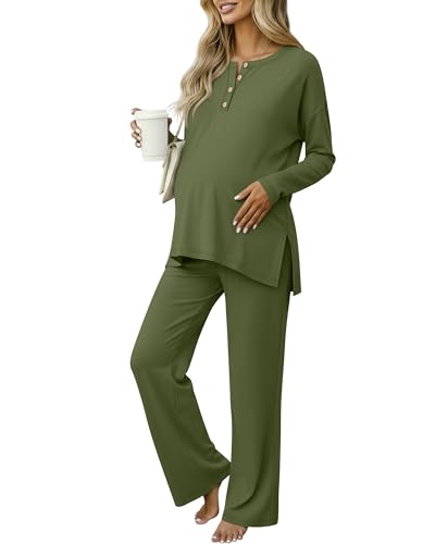 Women's Maternity Pajamas Sets - color: Army Green, size: XX-Large