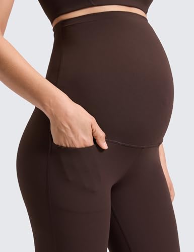 CRZ YOGA Maternity Flare Legging Pocket 29''/31''/33'' - color: Hot Fudge Brown, size: Medium