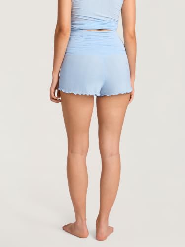 MOMANDA Modal Ribbed Maternity Lounge Shorts - color: Light Glacier, size: X-Small