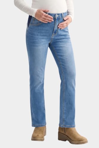 BLENCOT Womens Maternity Jeans Elastic Waist Stretch Pregnancy Denim Pants - color: Ashleigh Blue, size: Medium