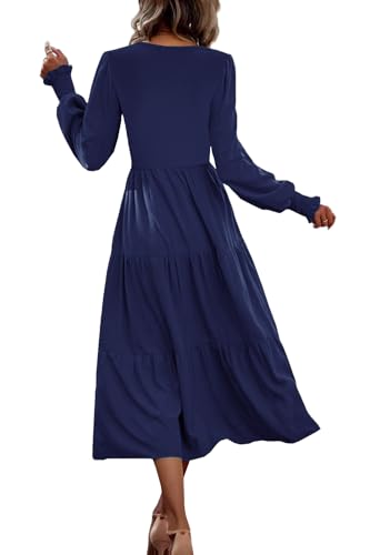 CzzzyL Womens Flutter Sleeve Nursing Dress for Breastfeeding with Pockets - color: Navy-09, size: X-Large