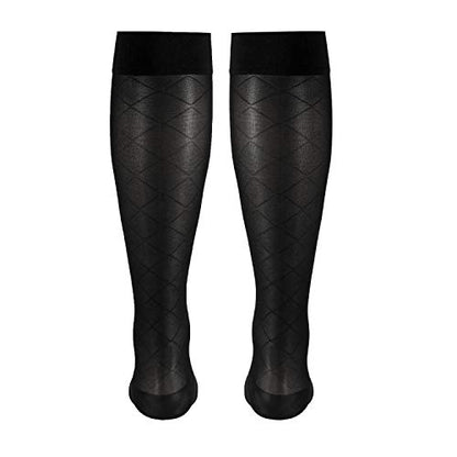 Truform Sheer Compression Stockings, 15-20 mmHg, Women's Knee High Length, Diamond Pattern, Black, Medium - color: Black, size: Medium (1 Pair), style: Diamond Pattern