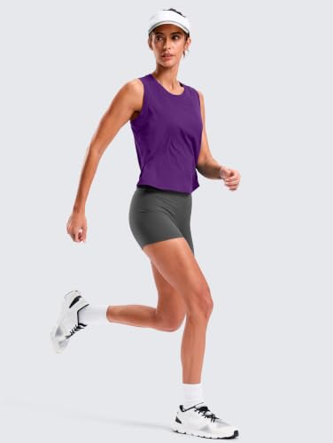 SANTINY Cropped Racerback Workout Tank Top - color: Dark Purple, size: X-Large