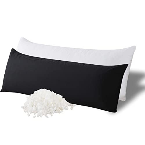 WhatsBedding Memory Foam Body Pillow with Cover, Long Bed Pillow for Adults - color: Black