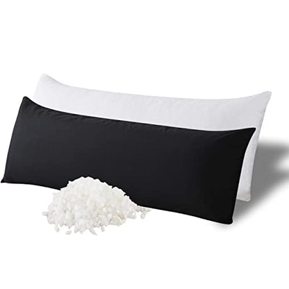 WhatsBedding Memory Foam Body Pillow with Cover, Long Bed Pillow for Adults - color: Black