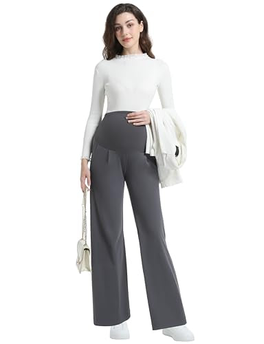 Maternity Pants Work Wide Leg Business Trousers - color: Dark Grey, size: XX-Large