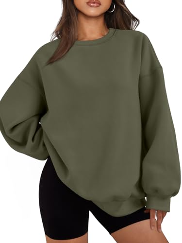EFAN Womens Oversized Sweatshirt Crewneck Sweater Casual Fall Outfits 2026 - color: Armygreen, size: Small