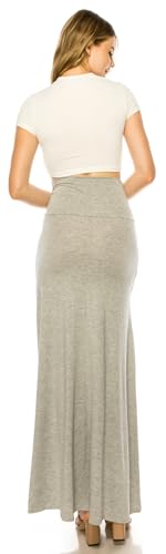 URBAN K Womens Basic Foldable High Waist Regular and Plus Size Maxi Skirts - color: #5, size: Medium