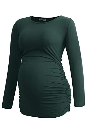 Smallshow Women's 4 Pack Maternity Shirts Long Sleeve - color: Black-deep Green-deep Grey-teal(4 Pack), size: Large