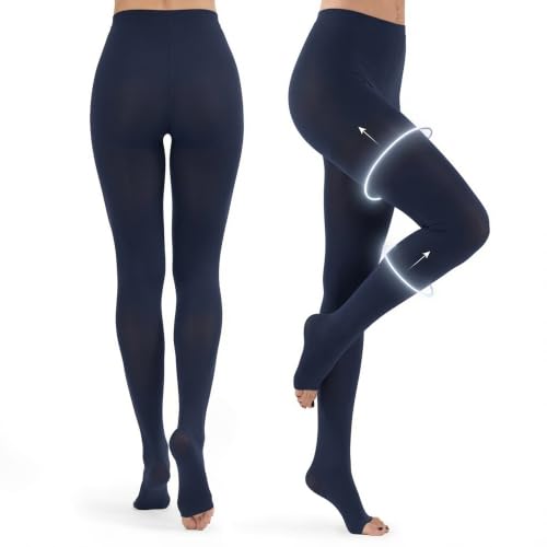 ABSOLUTE SUPPORT Compression Pantyhose 20-30mmHg, Opaque, Navy, Medium - color: Navy, size: Medium