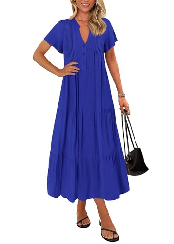 KIRUNDO Summer Maxi Dresses for Women with Pockets 2026 - color: Royal Blue, size: Medium