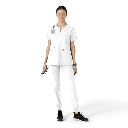 Carhartt Scrubs C12213 Women's Force® Modern Fit Notch Neck Tunic Top - color: White, size: Medium