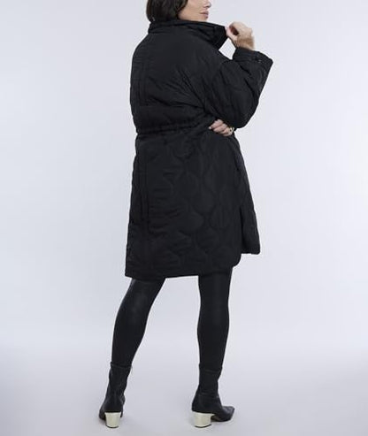 Motherhood Maternity Women's Quilted Pregnancy Long Puffer Jacket - color: Black, size: Medium