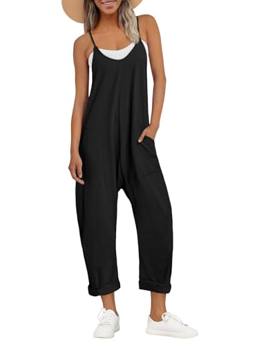 AUTOMET Womens Jumpsuits Casual Summer Romper Beach Vacation Outfits 2026 - color: Black, size: Medium
