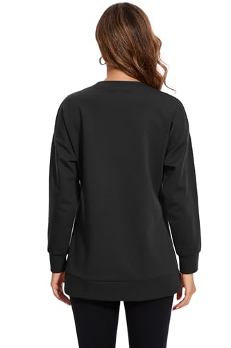 Smallshow Women's Nursing Sweatshirt Long Sleeve Breastfeeding Tops - color: Black, size: Large