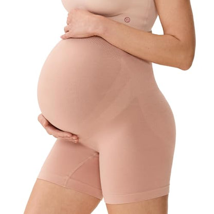 Momcozy Maternity Shapewear for Under Dresses, Anti-Chafing, Cotton Gusset - color: Oyster Pink, size: Medium