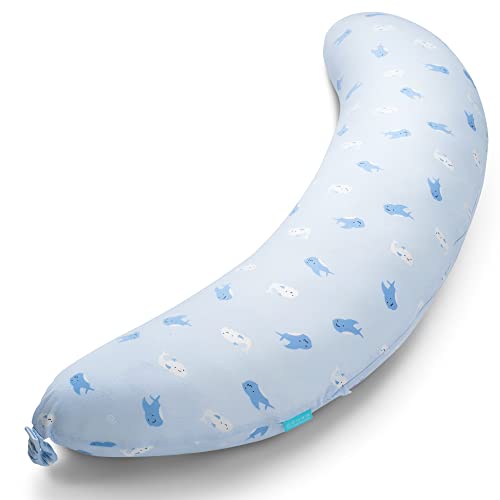 BYRIVER Firm C Shaped Body Pillow for Side Sleeping Women Men, Cooling Pregnancy Pillows for Sleeping, Washable Jersey Cotton Cover, Gifts for New Mom Women (Little Shark) - color: Baby Shark, size: Large 39"(99CM)