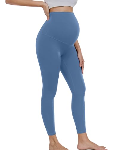 wirarpa Women's Maternity Leggings Over The Belly Buttery Yoga Pants 25" - color: Iceberg Blue, size: Large