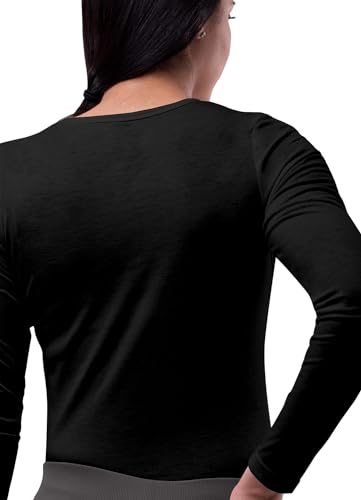 Sivvan Women's Long-Sleeve Comfort Underscrub Tee, Scrubs Undershirts - color: Black, size: XX-Small