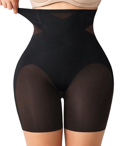 Nebility Shapewear Tummy Control High Waisted Butt Lifting Panties - color: Black, size: Large