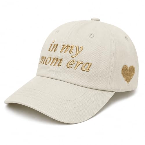 in My Mom Era Hat for Women, Mama Baseball Cap, New Mother Gift - color: Beige
