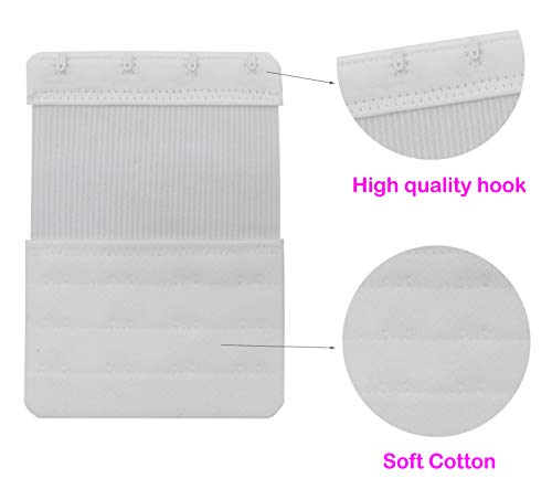 Tamlien 4 Hook Bra Extenders,Stretchy Soft Comfortable Bra Strap Extender - color: White-6 Pcs Pack