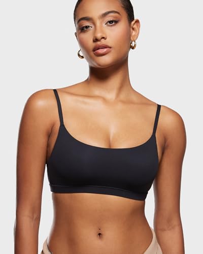 INLYRIC Women's Unlined Wireless Sports Bralette - color: Black, size: Medium
