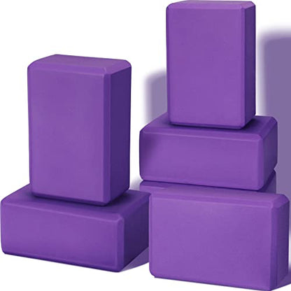 Wettarn 6 Pack EVA Yoga Blocks Bulk, Non Slip Pilates Brick - color: Purple