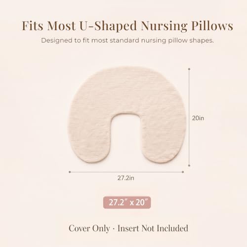 Konssy 2-Pack Muslin Nursing Pillow Covers, Cream Soft Slipcover for Baby - color: Brown,cream