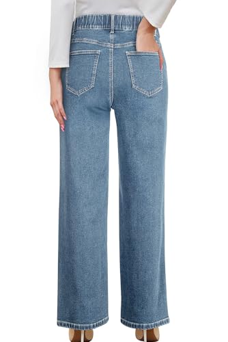 BLENCOT Maternity Jeans for Women Wide Leg Pregnancy Pants - color: Sky Blue, size: Small
