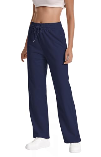 Women Baggy Straight Leg Sweatpants Drawstring Workout Pants 28'' Inseam - color: Royalblue, size: X-Large