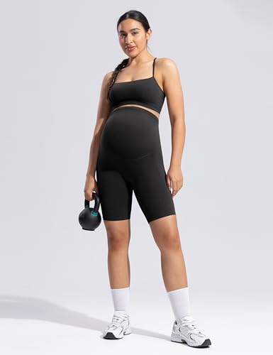 POSHDIVAH Creamluxe Maternity Biker Shorts with Pockets 6"/8" - color: Black, size: Medium