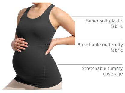 POSHDIVAH Maternity Racerback Tank Tops for Women - color: Black, size: Medium