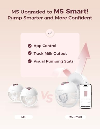 Momcozy M5 Smart APP Controlled Wearable Breast Pump, 1-Pack Cozy Red - size: M5-R1