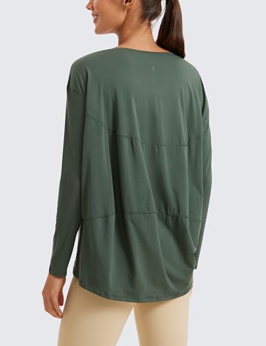 CRZ YOGA Pima Cotton Boat Neck Top - color: Nature Green, size: X-Large