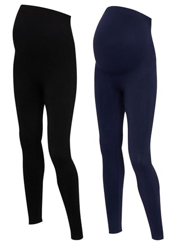 Maternity Leggings - color: 2-pack / Black,navy, size: Large
