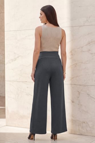OUGES Women's Wide Leg Summer Business Casual Maternity Pants with Pockets - color: Grey, size: XX-Large