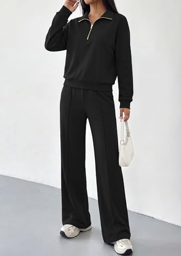 PRETTYGARDEN Women's Lounge Sets 2 Piece Outfits Sweatsuits - color: Black, size: Small