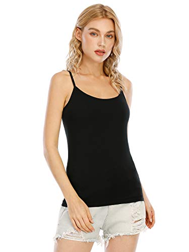Orrpally Basic Cami Tank Tops Women Lightweight Camisole Stretch Tank Top Adjustable 4-Pack - color: Black/Black/Grey/Grey, size: Large