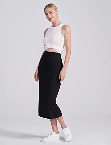 POSHDIVAH Maternity Skirt Over The Belly - color: Black, size: Large
