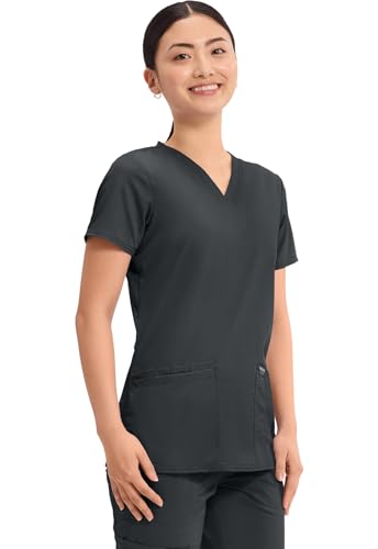 Cherokee WW Revolution Medical Women's Scrub Top V-Neck 3-Pocket Scrubs - color: Black, size: Medium