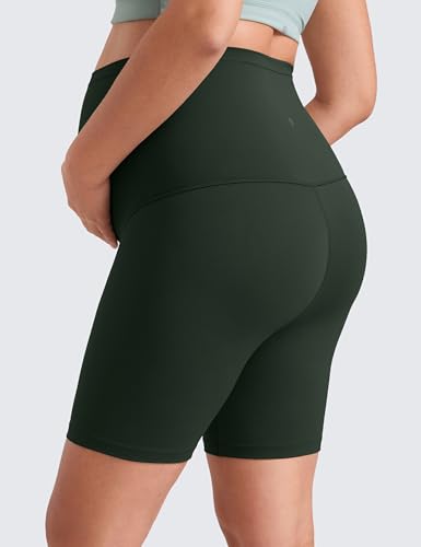 CRZ YOGA Maternity Biker Shorts 6" - color: Legend Green, size: X-Large