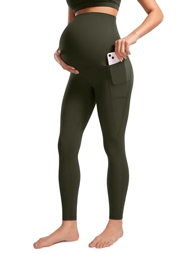 CRZ YOGA Maternity Leggings Pockets 28" - color: Olive Green, size: Large