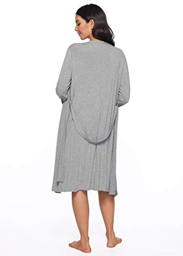 Latuza Women's Viscose Nursing Nightgown and Robe Set - color: Heather Gray, size: X-Large