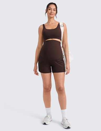 CRZ YOGA Maternity Linerless Casual Shorts 4" - color: Hot Fudge Brown, size: Medium